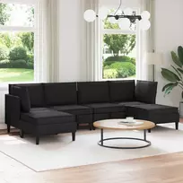 Svetainės baldų komplektas 6 pcs Juoda Audinys