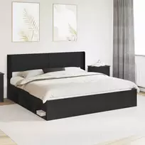 Lovos rėmas su saugojimu ir nugara Juoda 180 x 200 cm