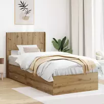 Lovos rėmas su saugojimu ir nugara Artisano ąžuolo 90 x 200 cm