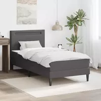 Lovos rėmas su LED juostelėmis Pilka 90 x 190 cm Dirbtinė oda