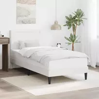 Lovos rėmas su LED juostelėmis Balta 100 x 200 cm Dirbtinė oda