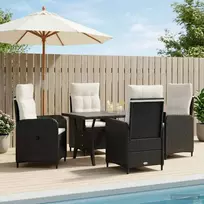 Lauko valgomojo komplektas 5 pcs Juoda ir kreminė balta