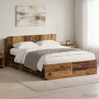Lovos rėmas su saugojimu Sendintos medienos 140 x 190 cm