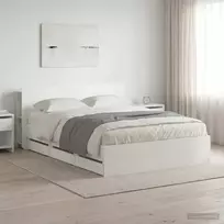 Lovos rėmas su saugojimu Balta 150 x 200 cm Apdirbta mediena