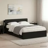 Lovos rėmas su saugojimu Juoda 160 x 200 cm Apdirbta mediena