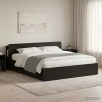 Lovos rėmas su saugojimu Juoda 180 x 200 cm Apdirbta mediena