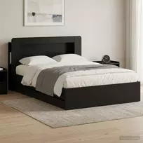 Lovos rėmas su saugojimu Juoda 150 x 200 cm Apdirbta mediena