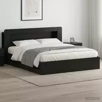 Lovos rėmas su saugojimu Juoda 180 x 200 cm Apdirbta mediena
