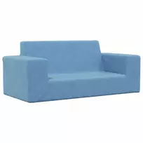 Dvivietė vaikiška sofa, mėlynos spalvos, minkštas pliušas