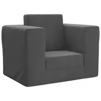 Vaikiška sofa-lova, antracito spalvos, minkštas pliušas