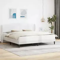 Lovos rėmas su galvūgalio Balta 200 x 200 cm Dirbtinė oda