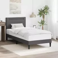 Lovos rėmas su LED juostelėmis Pilka 90 x 200 cm Dirbtinė oda