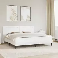Lovos rėmas su LED juostelėmis Balta 180 x 200 cm Dirbtinė oda