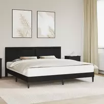 Lovos rėmas su LED juostelėmis Juoda 200 x 200 cm Dirbtinė oda