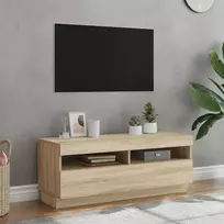 Televizoriaus spintelė su LED apšvietimu, ąžuolo, 100x35x40cm