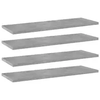 Knygų lentynos plokštės, 4vnt., betono pilkos, 60x20x1,5cm, MDP
