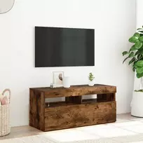 TV spintelė su LED apšvietimu, dūminio ąžuolo, 90x35x40cm