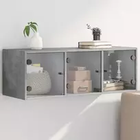Sieninė spintelė su stiklinėmis durelėmis, betono, 102x37x35cm