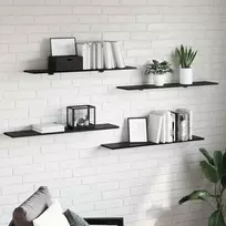 Knygų lentyna 4 pcs Juodas 100 x 20 x 1,5 cm Apdirbta mediena