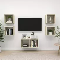Televizoriaus spintelių komplektas, 5 dalių, ąžuolo, mediena