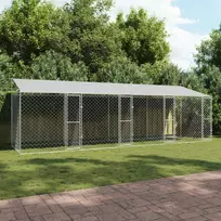 Šuo narvas su stogu Sidabro 800 x 200 x 256 cm Plienas ir PE