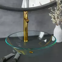 Vonios praustuvas su maišytuvu ir vožtuvu, skaidrus, stiklas