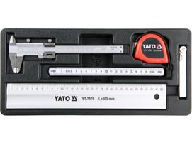 Yato Matavimo įrankių rinkinys YT-55474, 5vnt., aliuminio liniuotė 300mm, kalibras 0-150mm, sulankstoma matavimo juosta 2m