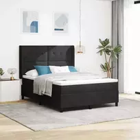 Kiemas lova su LED juostelėmis Juoda 140 x 190 cm Aksomas