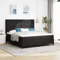 Kiemas lova su čiužiniu su LED Juoda 180 x 200 cm Aksomas
