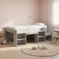 Vaikiška lova su saugykla Betono pilka 90 x 200 cm
