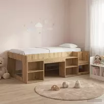 Vaikiška lova su saugykla Artisano ąžuolo 90 x 200 cm