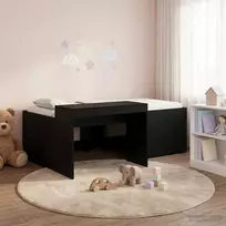Vaikų Aukštas Lovos Rėmas su Rašomuoju Stalu Juoda 80 x 200 cm