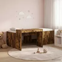 Vaikų Aukštas Lovos Rėmas su Rašomuoju Stalu Dūminio ąžuolo