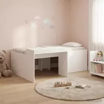 Vaikų Aukštas Lovos Rėmas su Rašomuoju Stalu Balta 90 x 200 cm