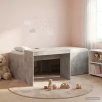 Vaikų Aukštas Lovos Rėmas su Rašomuoju Stalu Betono pilka