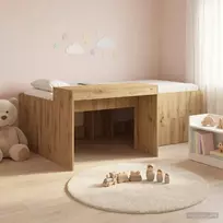 Vaikų Aukštas Lovos Rėmas su Rašomuoju Stalu Artisano ąžuolo