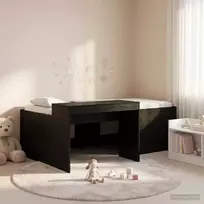Vaikų Aukštas Lovos Rėmas su Rašomuoju Stalu Juoda