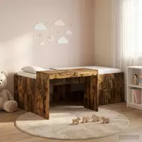 Vaikų Aukštas Lovos Rėmas su Rašomuoju Stalu Dūminio ąžuolo