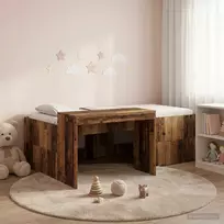 Vaikų Aukštas Lovos Rėmas su Rašomuoju Stalu Sendintos medienos