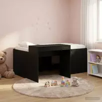 Vaikų Aukštas Lovos Rėmas su Rašomuoju Stalu Juoda