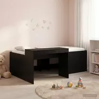 Vaikų Aukštas Lovos Rėmas su Rašomuoju Stalu Juoda 75 x 190 cm