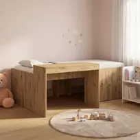 Vaikų Aukštas Lovos Rėmas su Rašomuoju Stalu Artisano ąžuolo