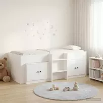 Palėpės lova su spinta su saugykla 3 pcs Balta Apdirbta mediena