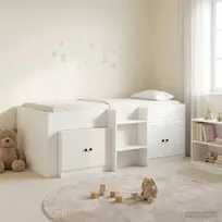 Palėpės lova su spinta su saugykla 3 pcs Balta Apdirbta mediena