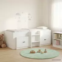 Palėpės lovos rėmas su spinta 3 pcs Balta Apdirbta mediena