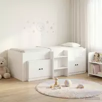 Palėpės lova su spinta su saugykla 3 pcs Balta Apdirbta mediena