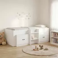 Palėpės lova su spinta su saugykla 3 pcs Balta Apdirbta mediena