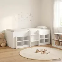Palėpės lova su spinta su lentyna 3 pcs Balta Apdirbta mediena