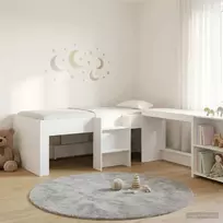 Vaikų Aukštas Lovos Rėmas su Rašomuoju Stalu Balta 80 x 200 cm