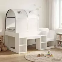 Lovos su Tuneliu 4 pcs Balta Apdirbta mediena